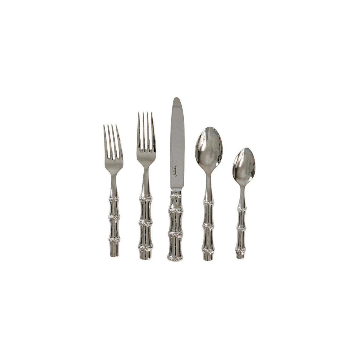 Bamboo 5-piece Polished Silverware, shown on a white background
