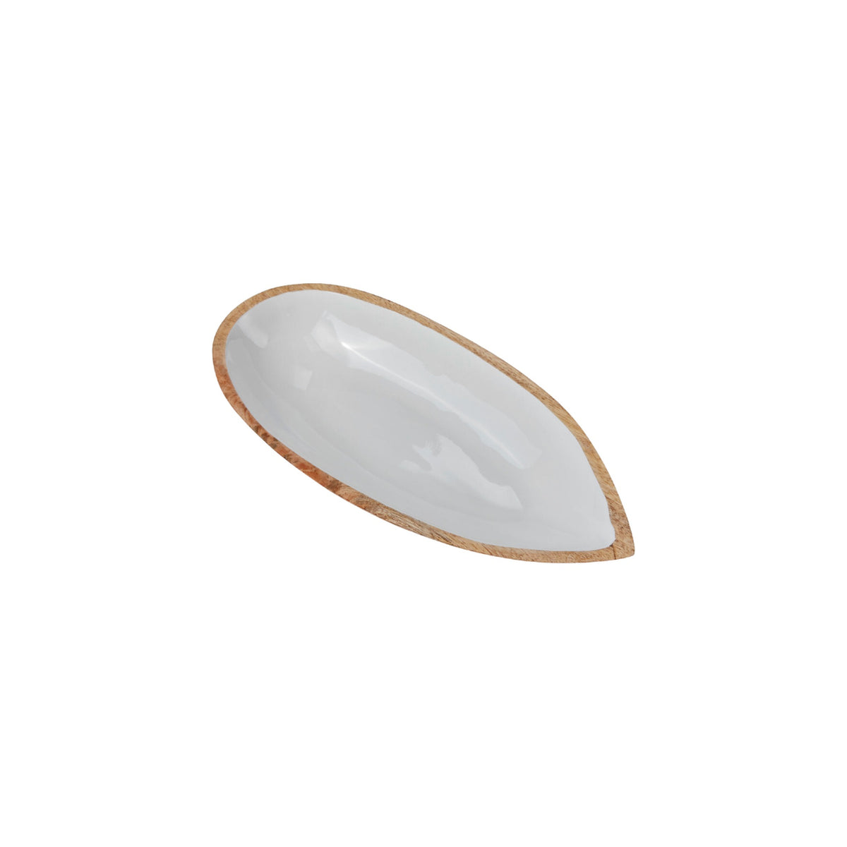 Individual Boat Shaped Mango Wood Dish, shown on a white background