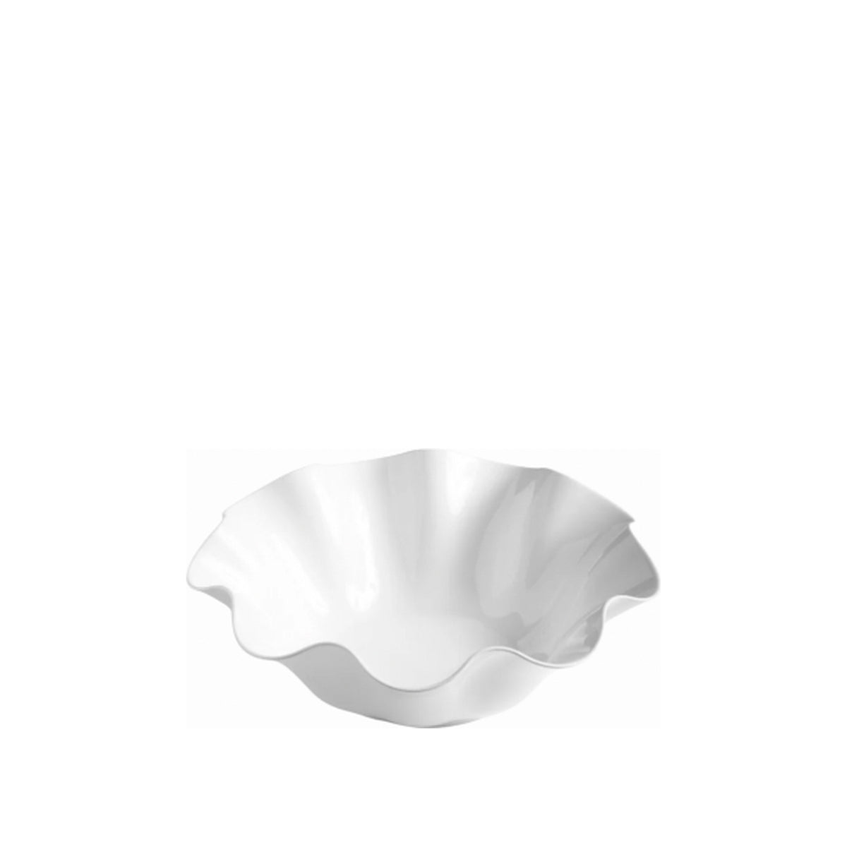 Large White Non-Breakable Clam Serving Bowl, shown on a white background