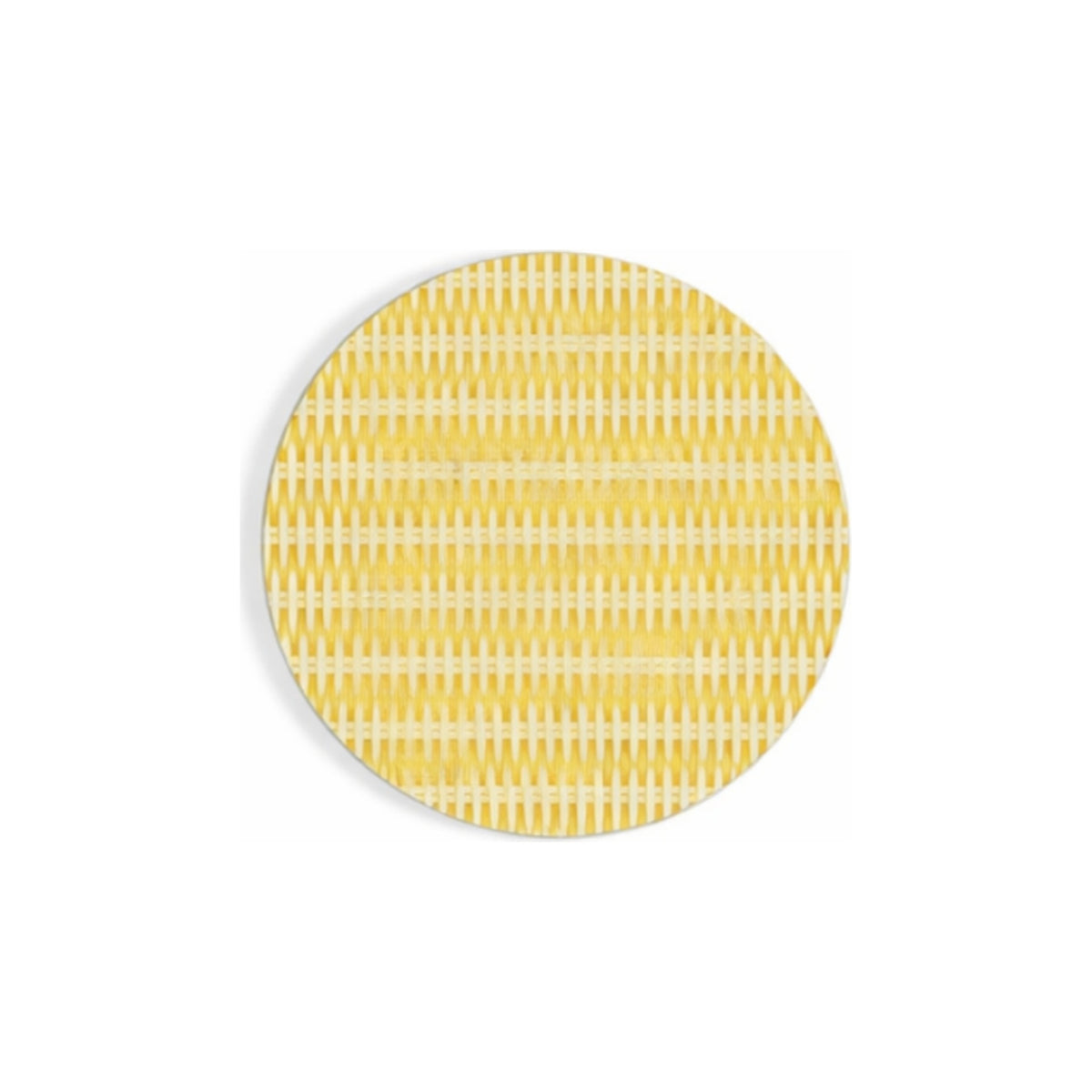 Small Circle Rattan Weave Glass Platter, shown on a white background
