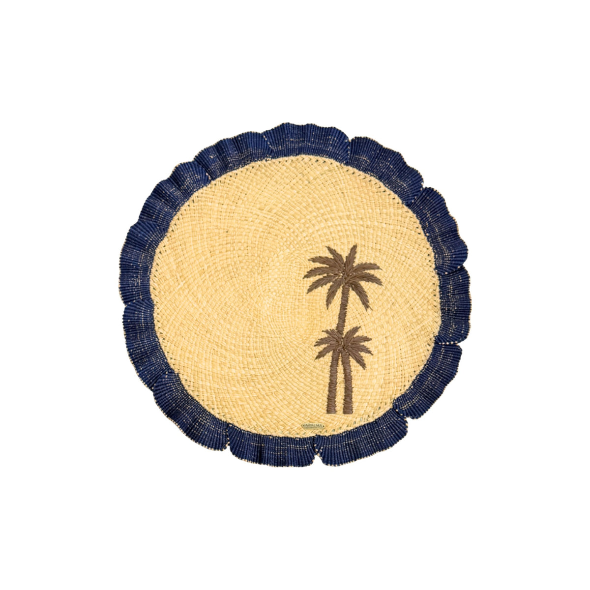 Navy Wave Palms Placemat, shown on a white background