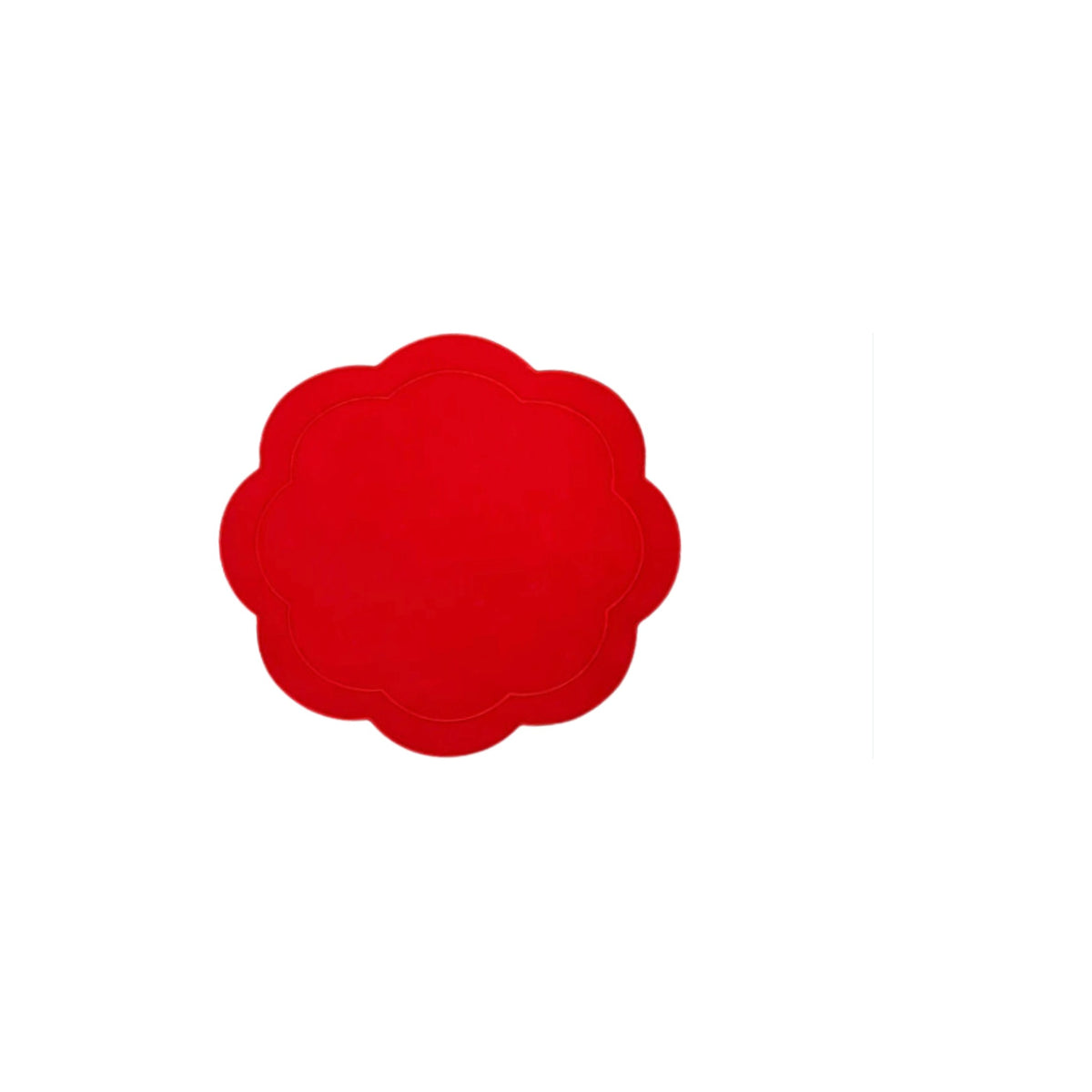 Red Linen with Red Embroidery Round Placemats, Set of 4, shown on a white background