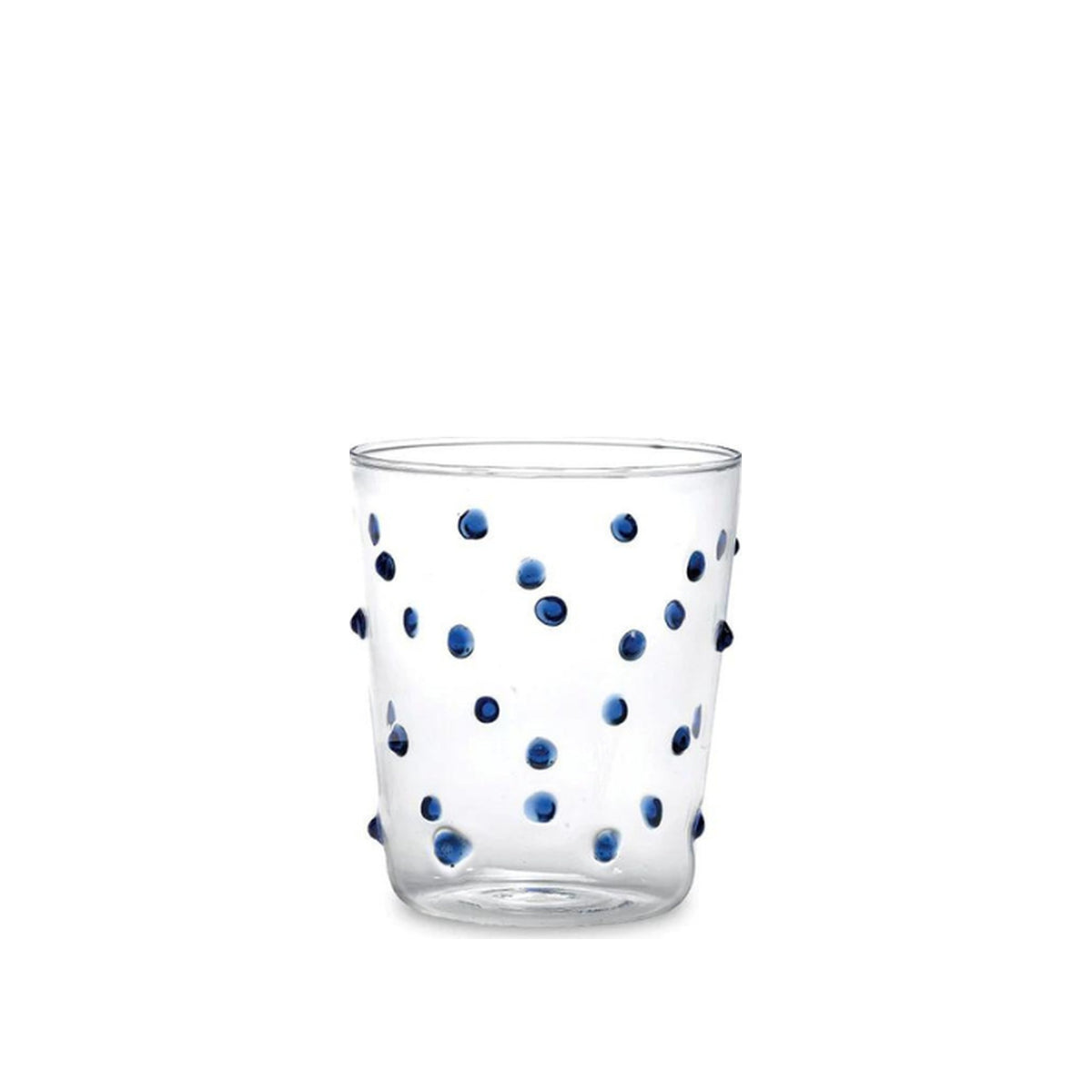 Single Party Tumbler Blue Dots glass, shown alone on a white background
