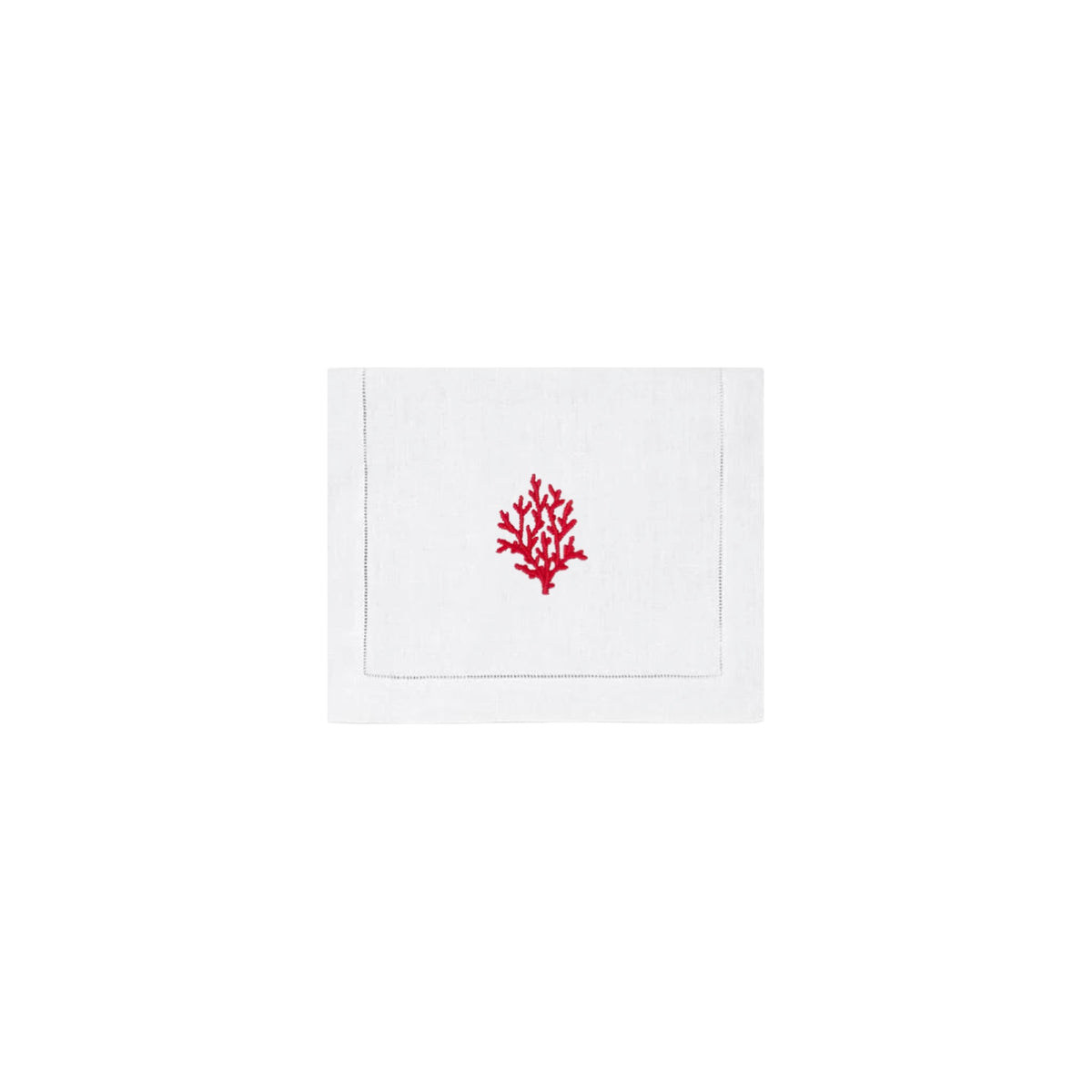 Red Coral Branch Cocktail Napkins, Set of 4, shown on a white background
