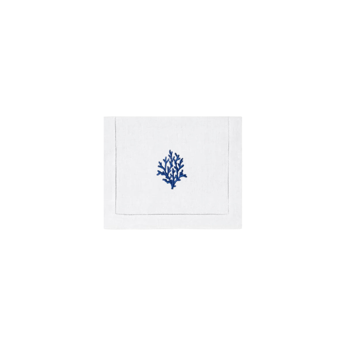Blue Coral Cocktail Napkins, Set of 4, shown on a white background