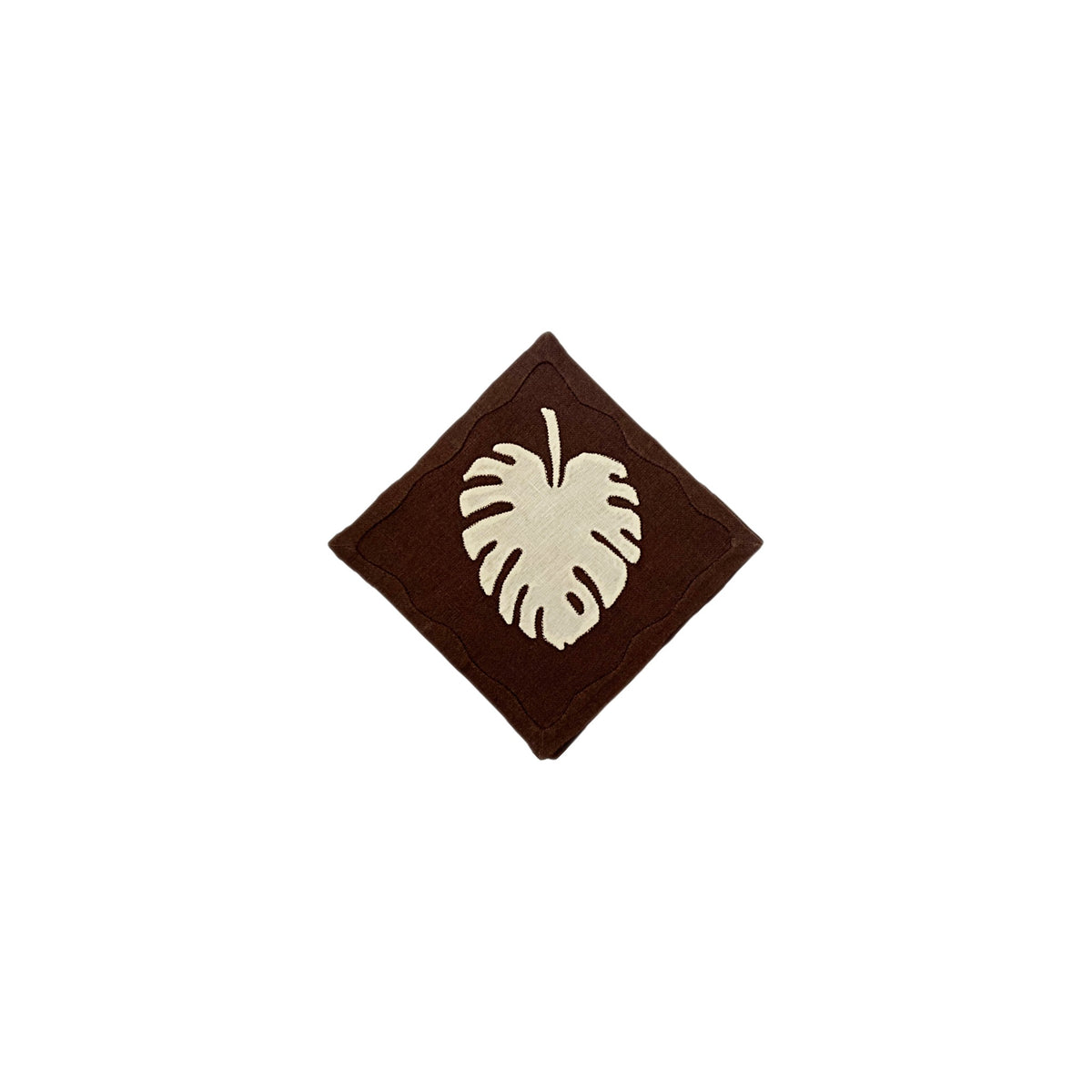 Elizabeth Lake Monstera Leaf Cocktail Napkins, Set of 6, shown on a white background