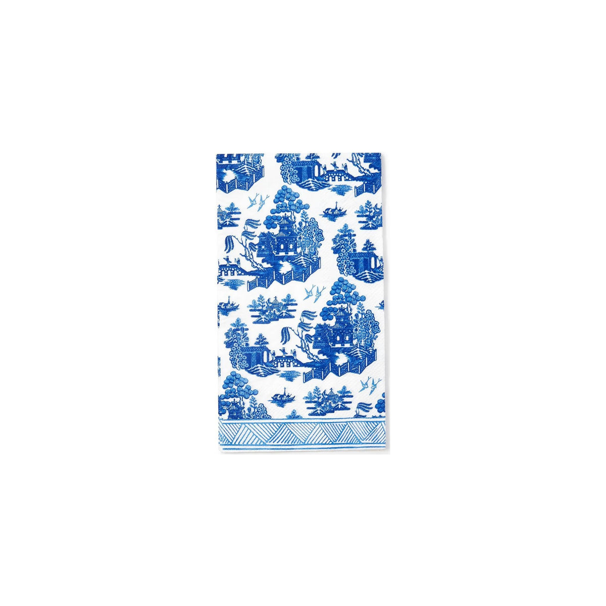 Blue Willow 3-Ply Paper Dinner Napkin / Guest Towel, shown on a white background