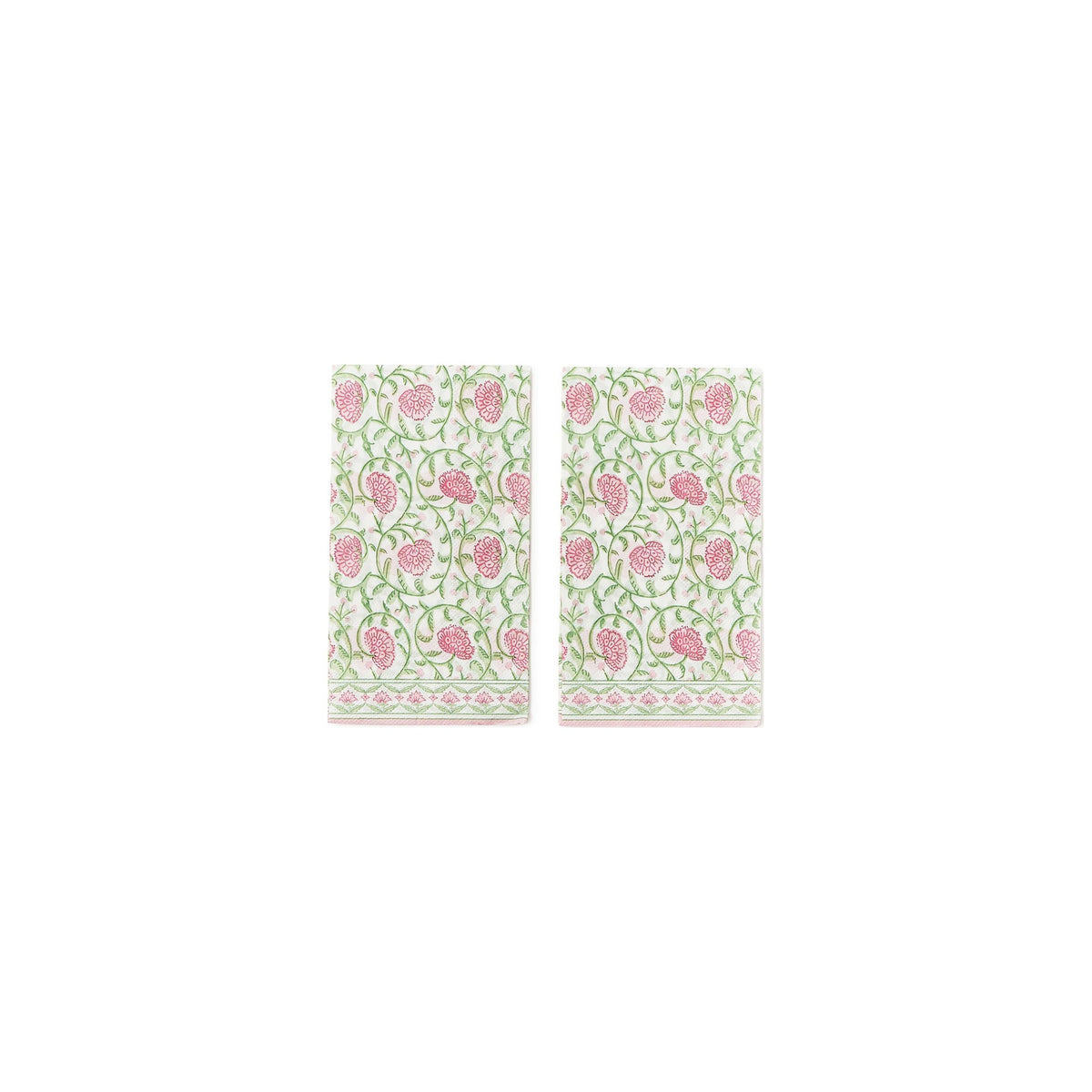 Floral Block Print 3-Ply Paper Dinner Napkin / Guest Towel, shown on a white background