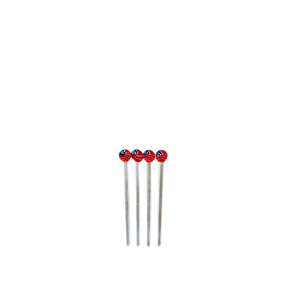 American Flag Swizzle Stirrers, Set of 4, shown on a white background