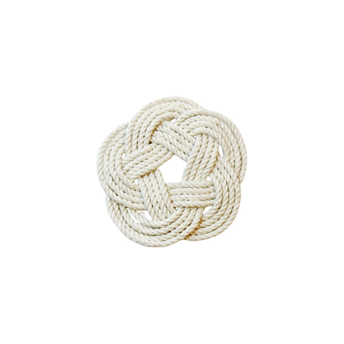 White Nautical Knot Coasters, Set of 4, shown on a white background