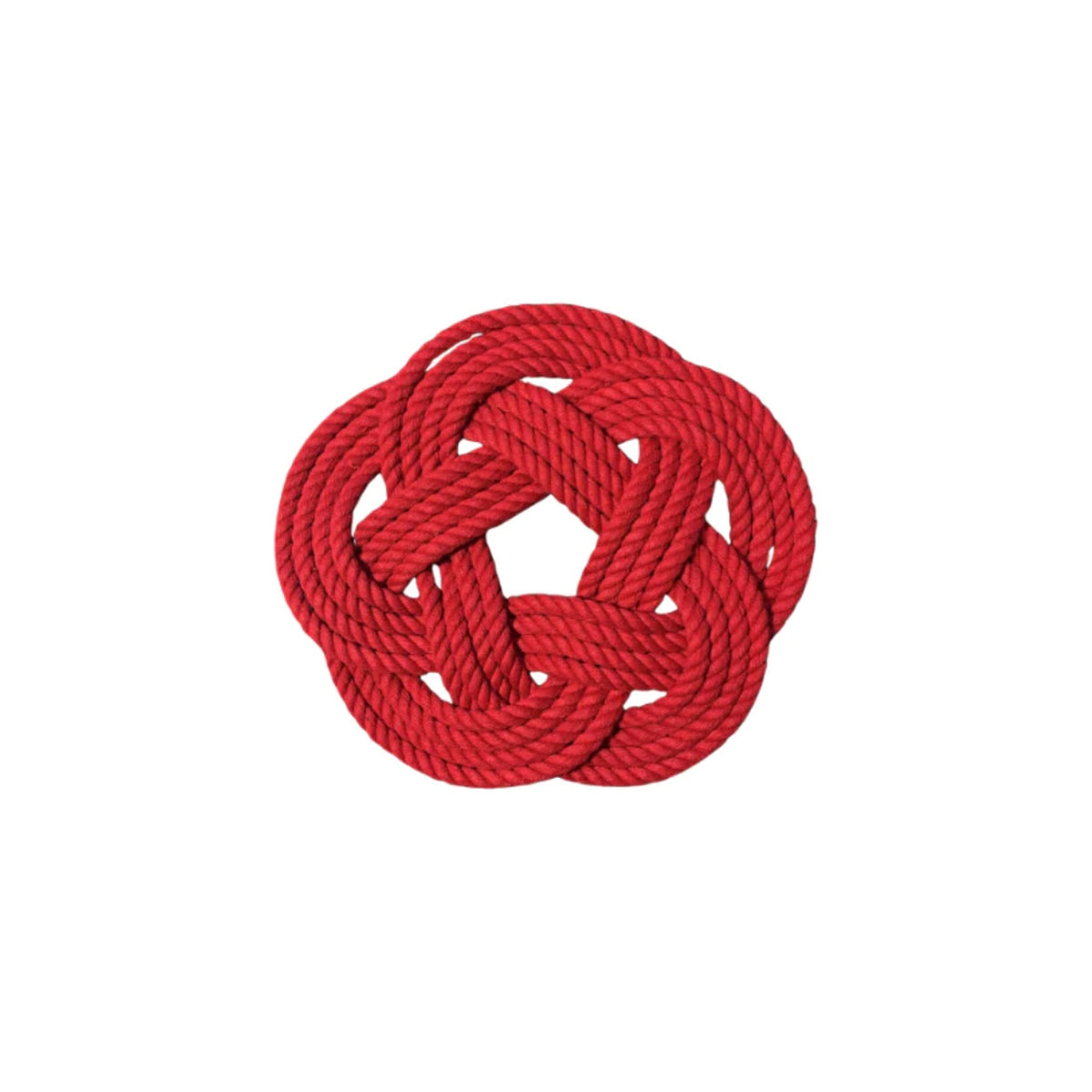 Small Cotton Red Rope Trivet, Set of 2, shown on a white background