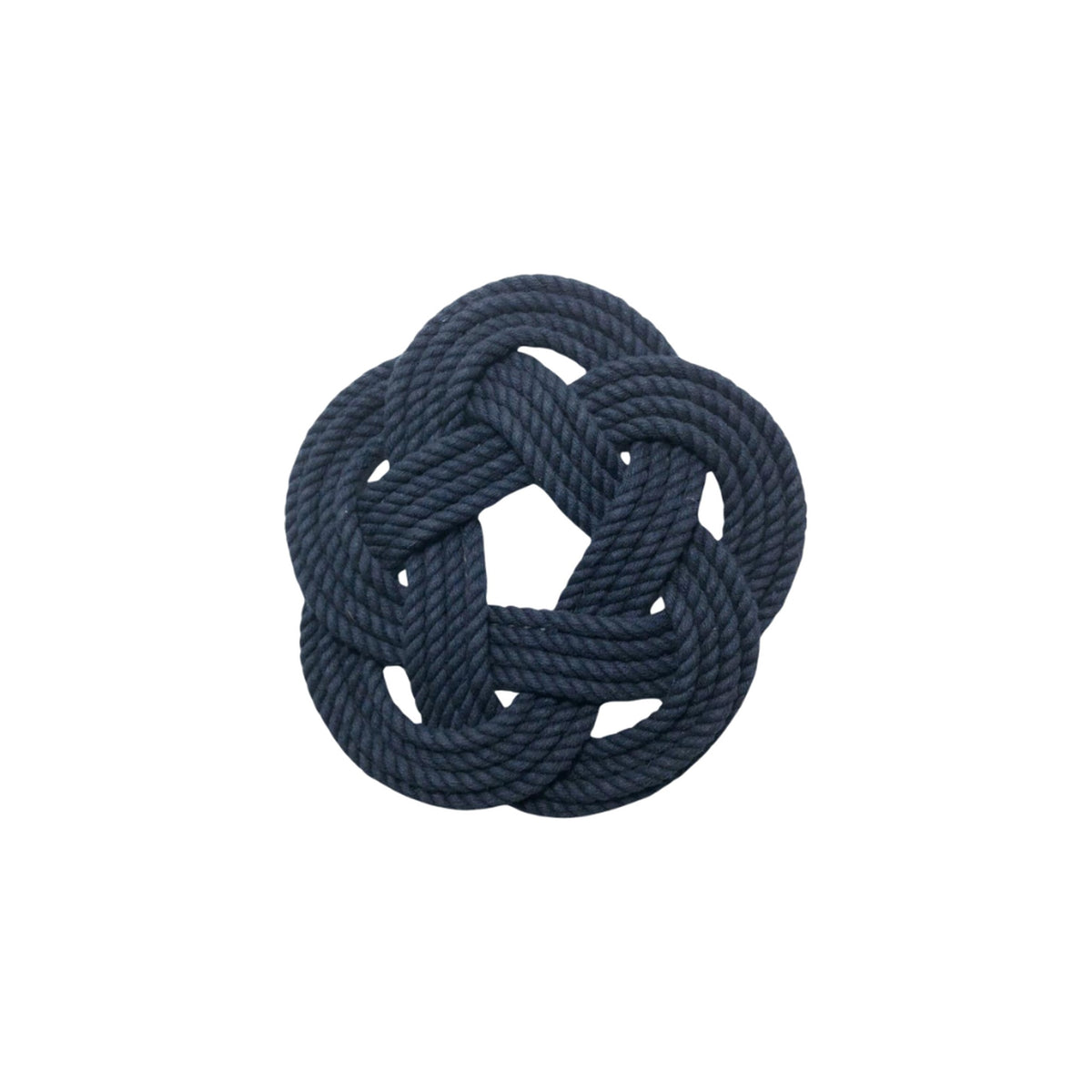 Small Cotton Navy Rope Trivet, Set of 2, shown on a white background