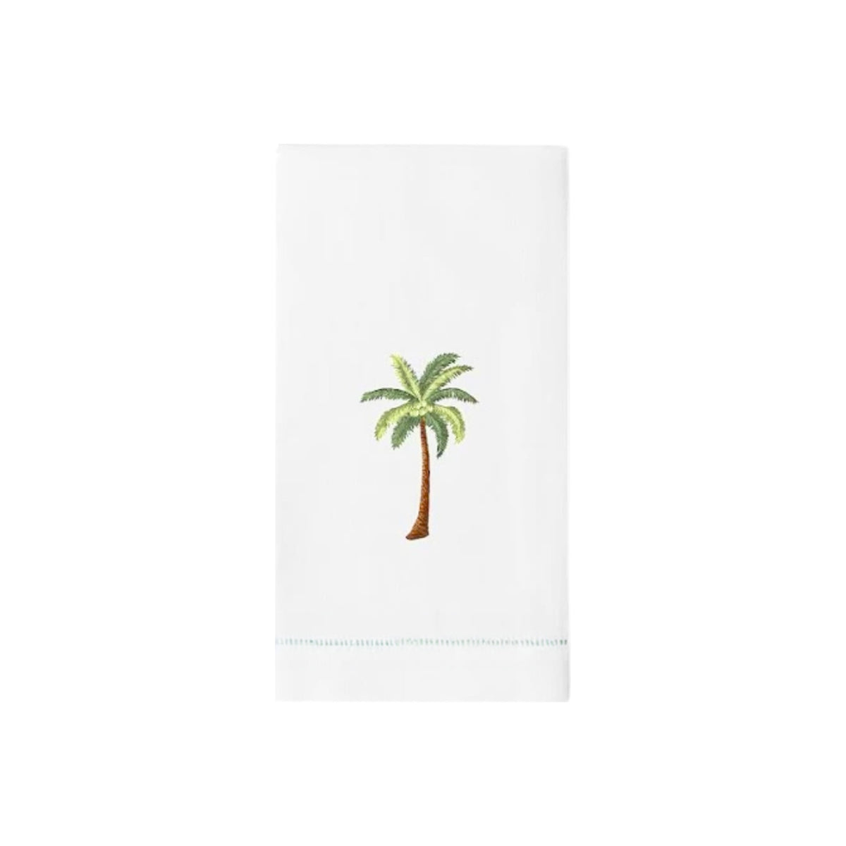 Palm Tree Embroidered Hand Towel, Set of 4, shown on a white background