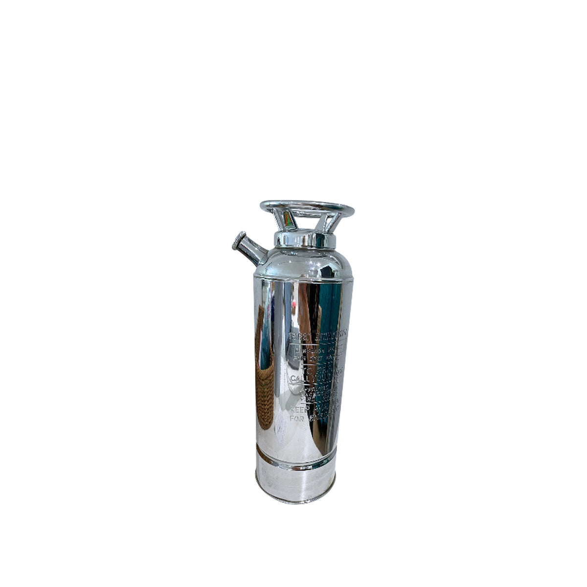 Vintage 12 Silver Thirst Extinguisher Musical Cocktail Shaker, shown on a white background