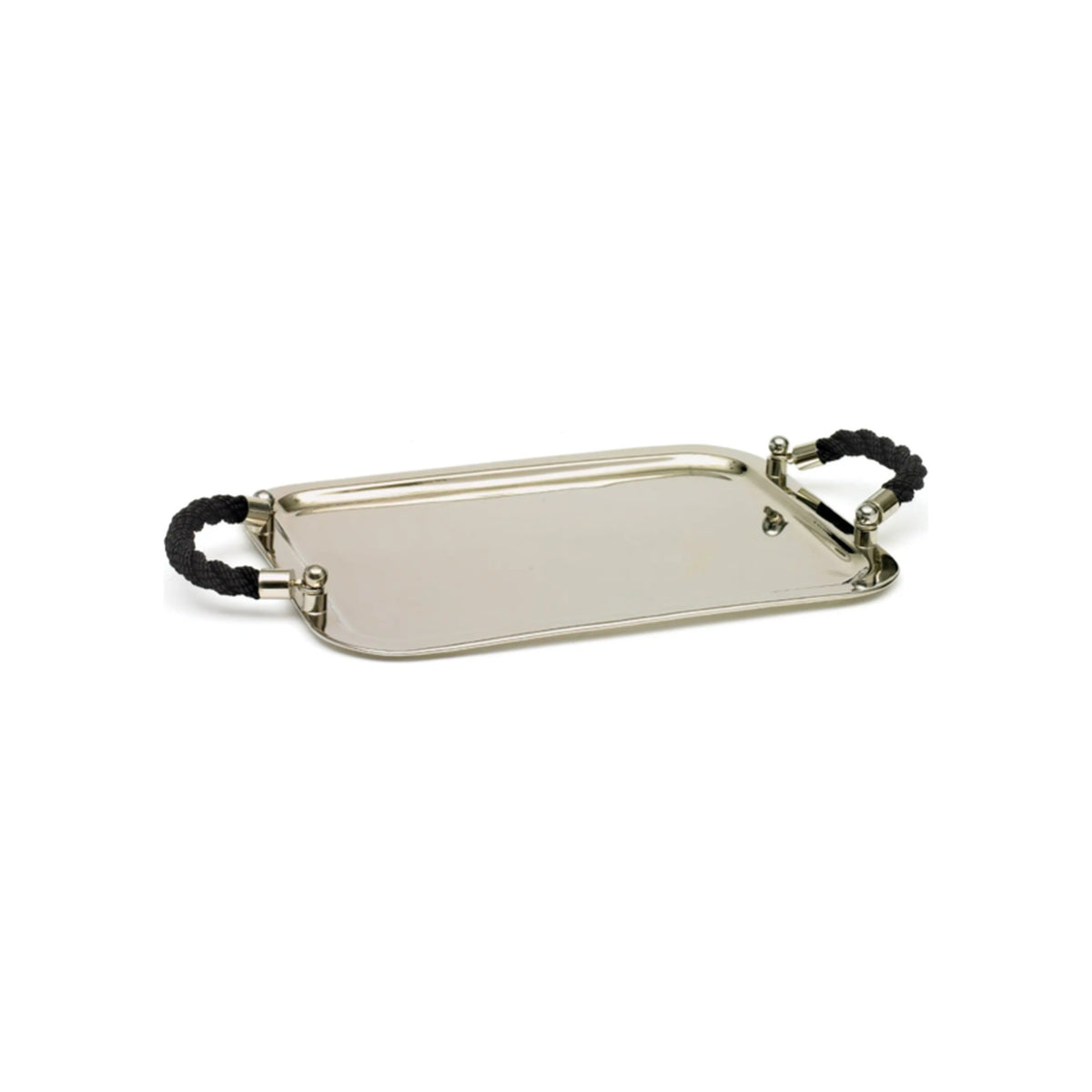 Nautical Black Rope Handle Tray, shown on a white background