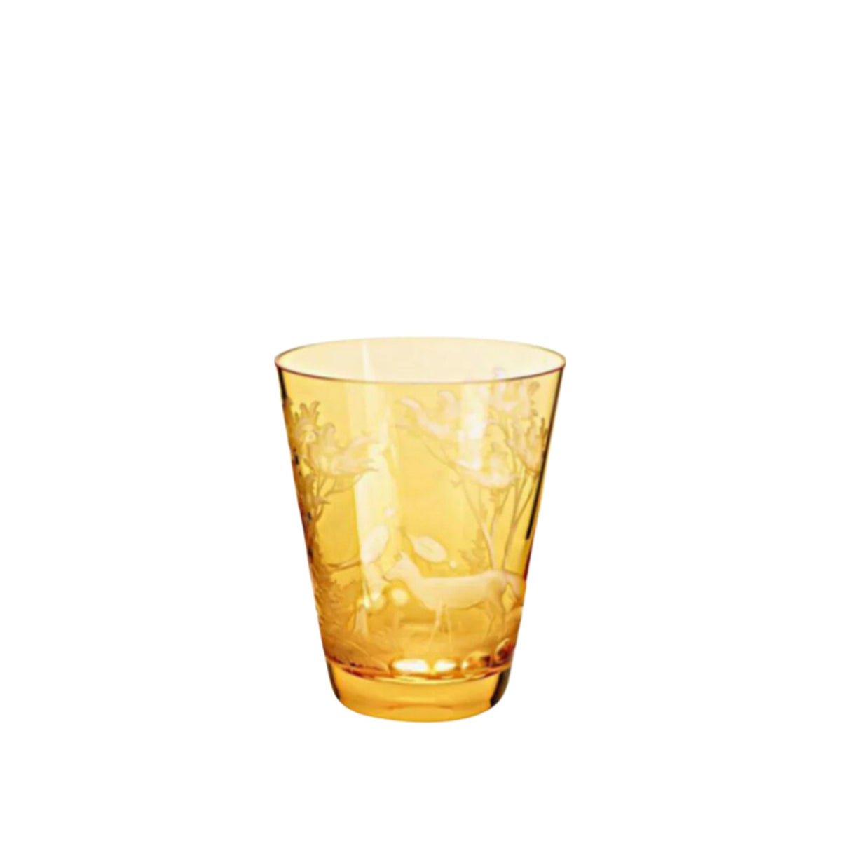 Single Schliersee Tangerine Tumbler - Fox & Pheasant Engraving glass, shown alone on a white background