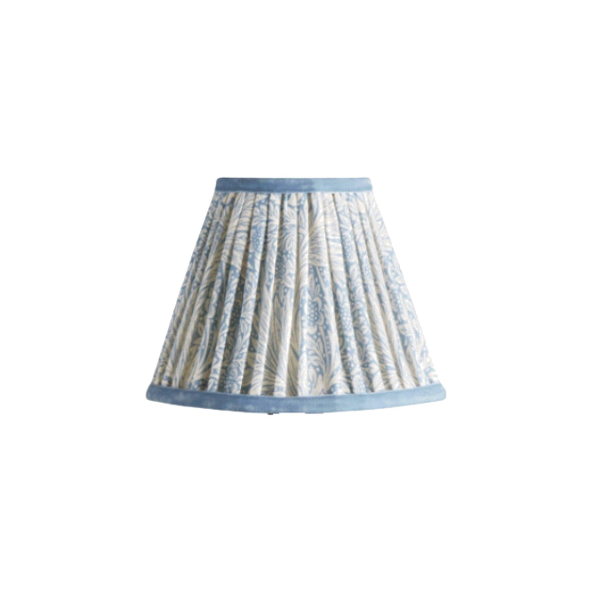 6" Pleated Empire Shade China Blue Marigold Linen Shade for Rechargeable Lights on white