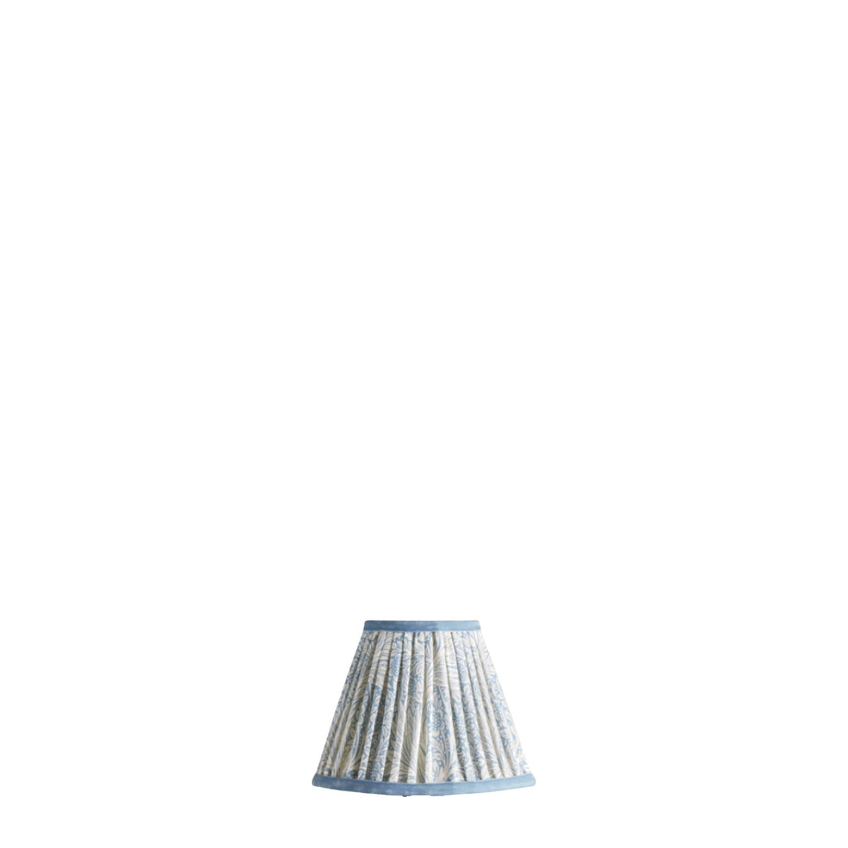 6" Pleated Empire Shade China Blue Marigold Linen Shade for Rechargeable Lights on white