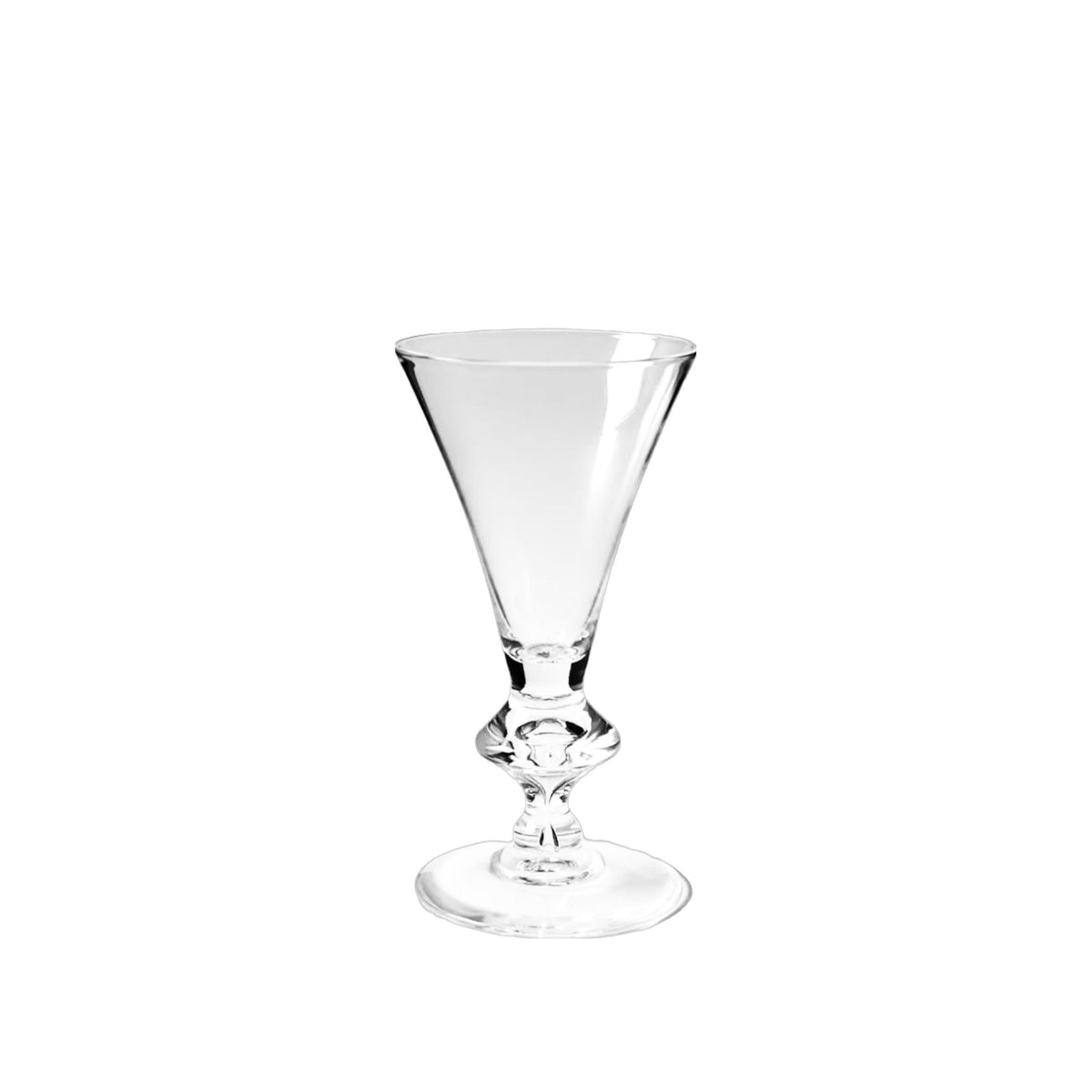 Single Vintage Steuben Hand Blown Crystal Water Goblet, shown alone on a white background
