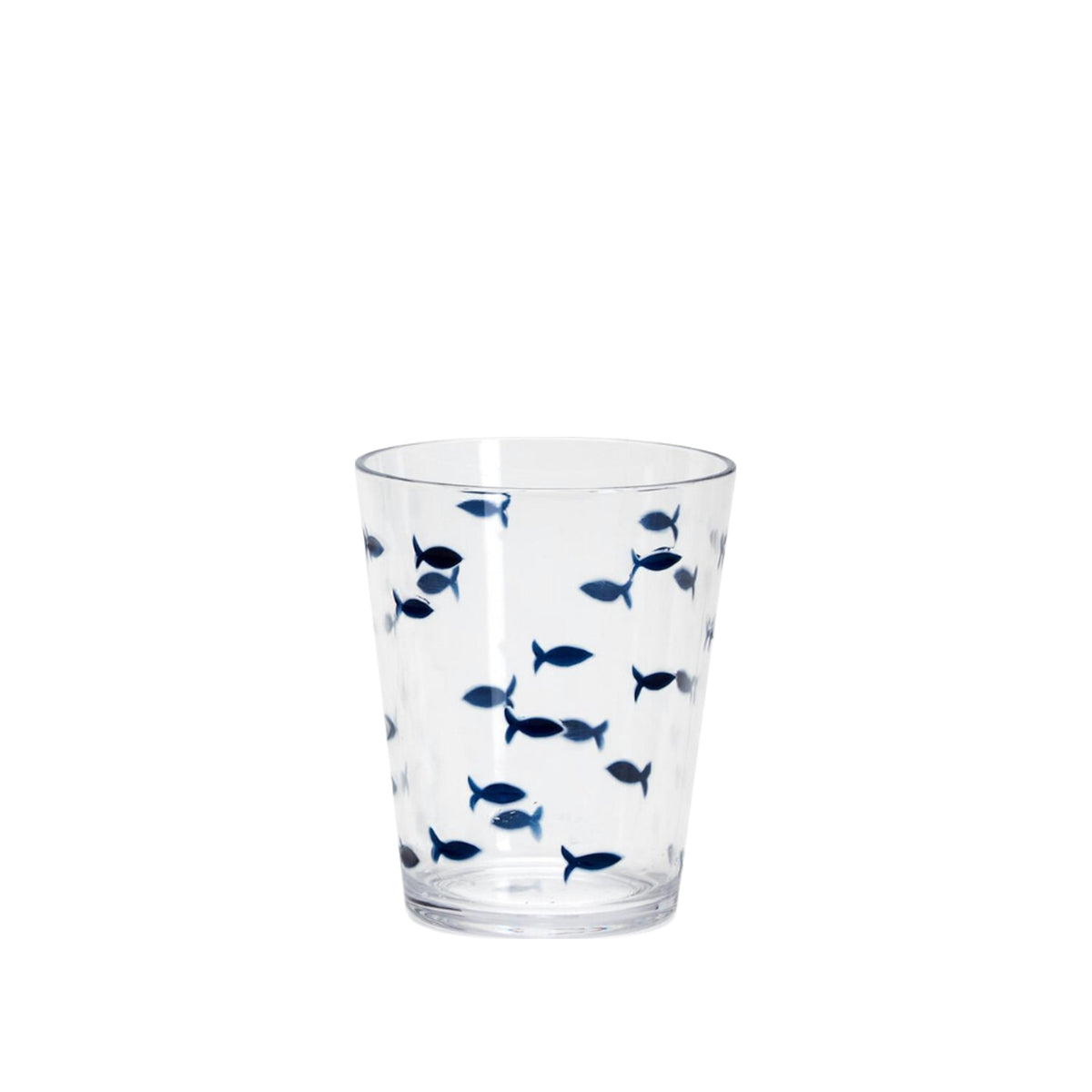 Single Blue Fish Acrylic Tumbler Drinking Glass, shown alone on a white background