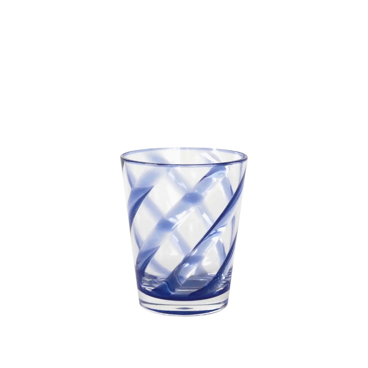 Single Swirl Acrylic Tumbler in Blue glass, shown alone on a white background