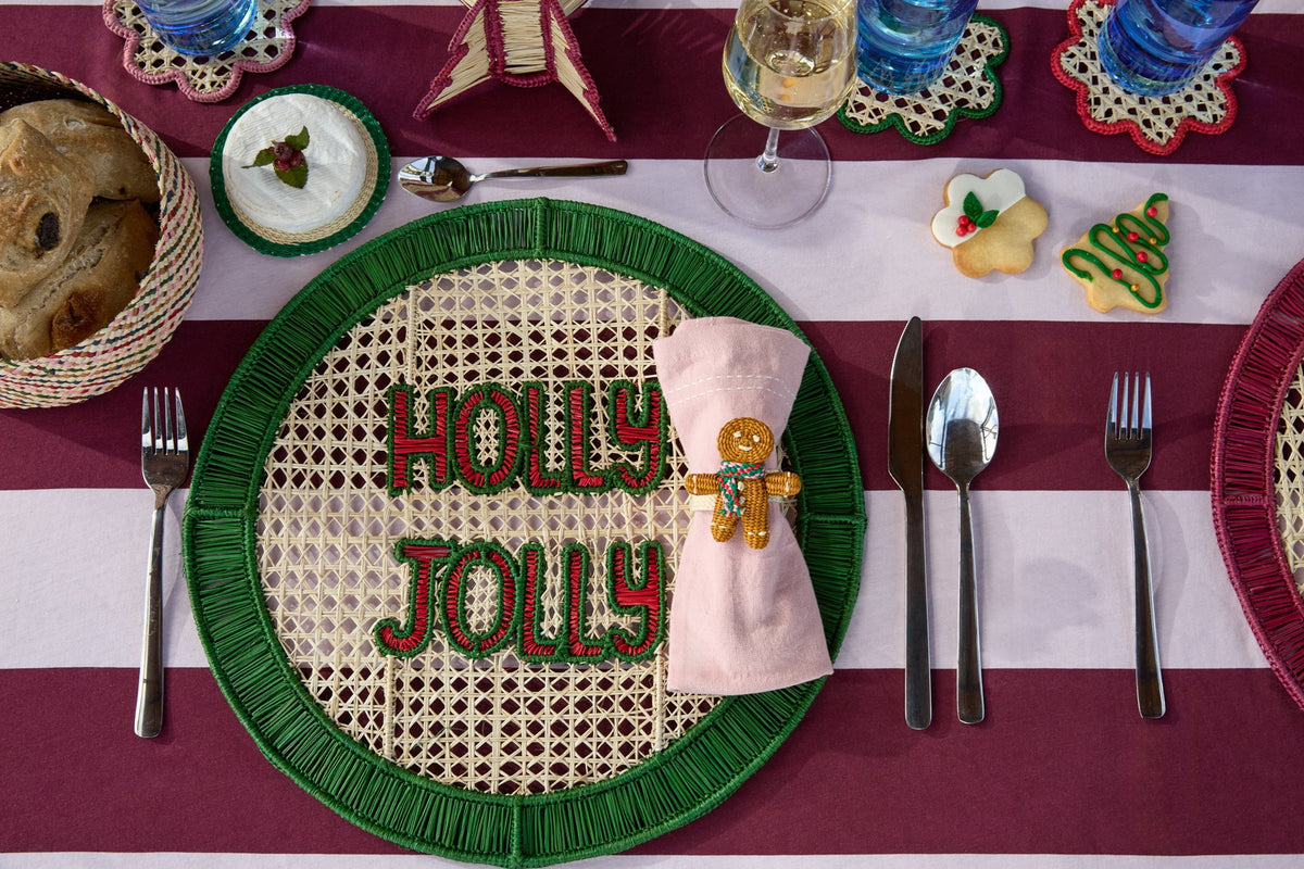Gingerbread Man Napkin Ring styled on a holiday table setting