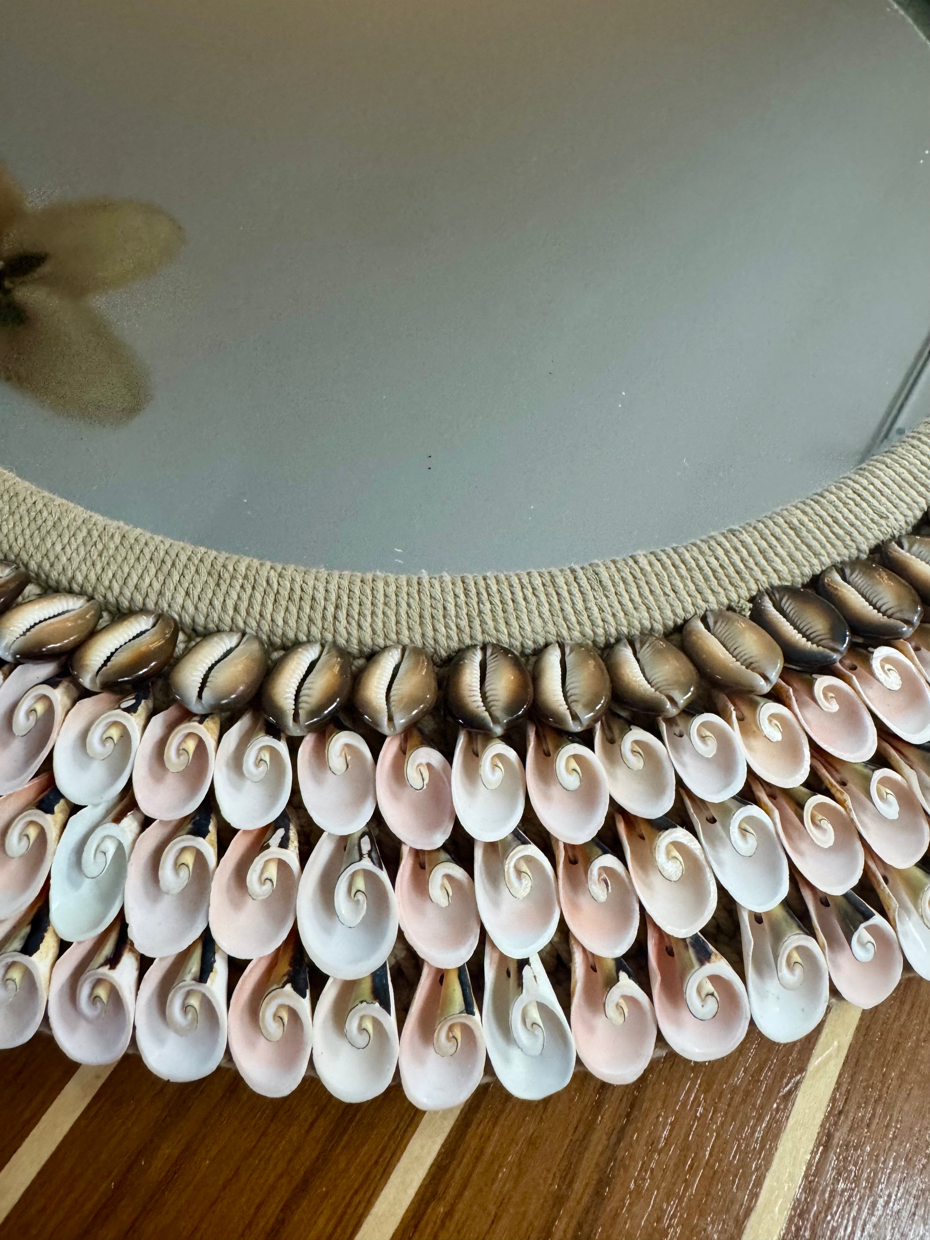 Pink Shell Round Mirror