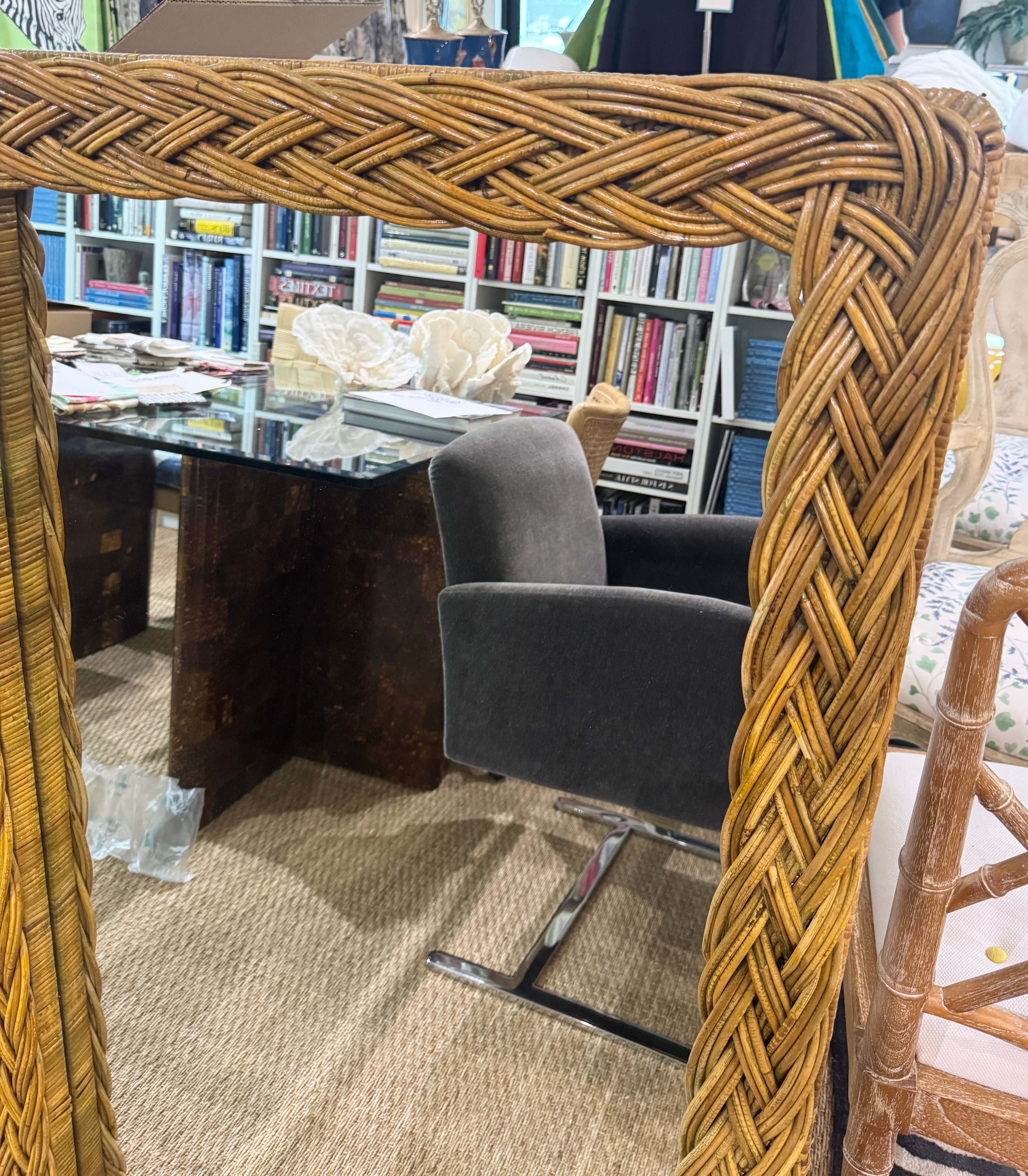 Braided Rattan Mirror