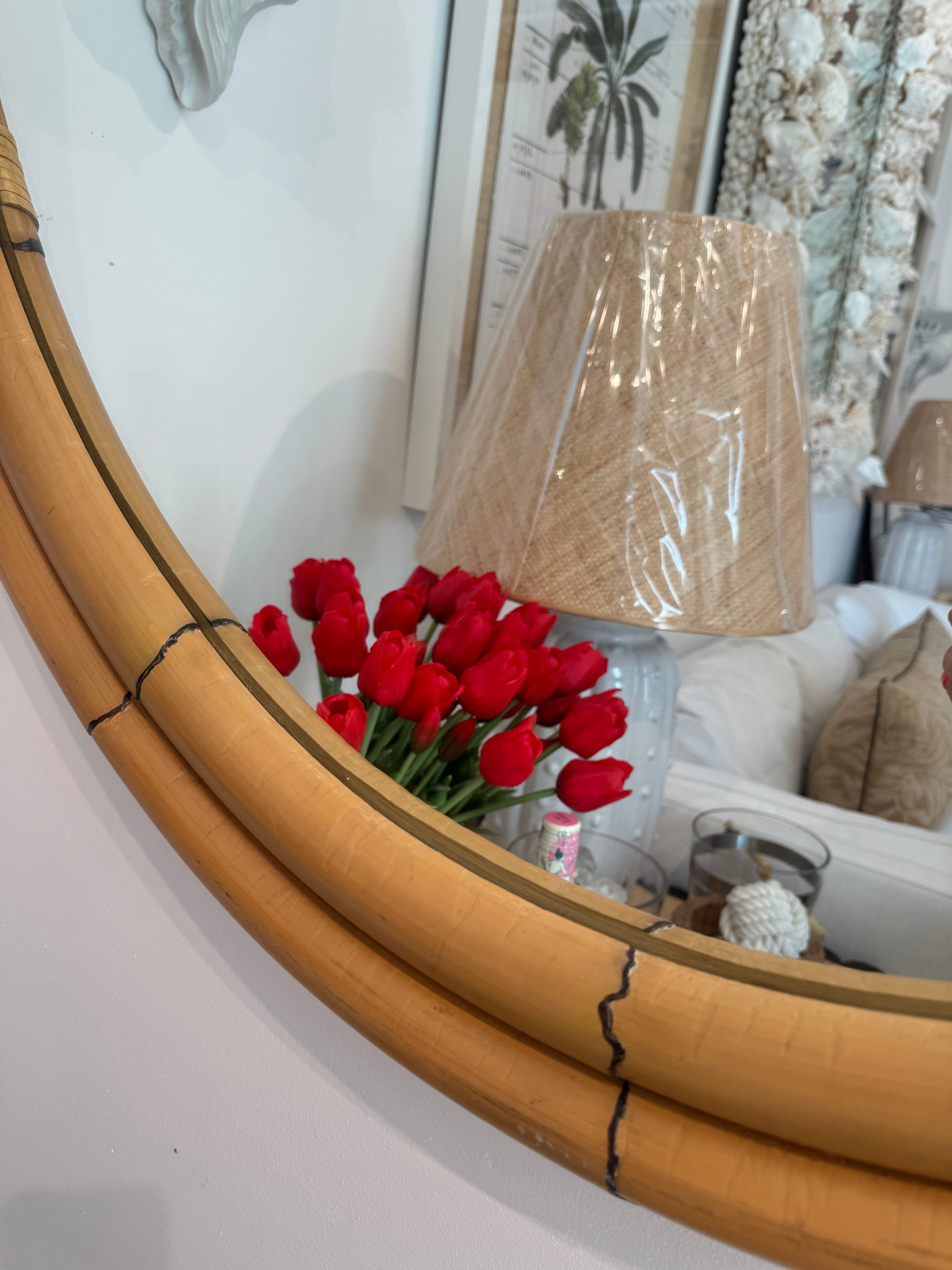 Donghia Bamboo/Rattan Large Oval Wall Mirror