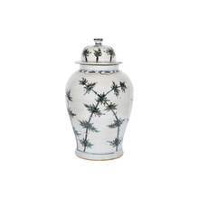 Indigo Porcelain Bamboo Motif Temple Jar