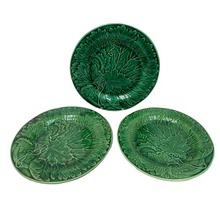Antique Green English Majolica Salad / Dessert Plate With Grape Leaves