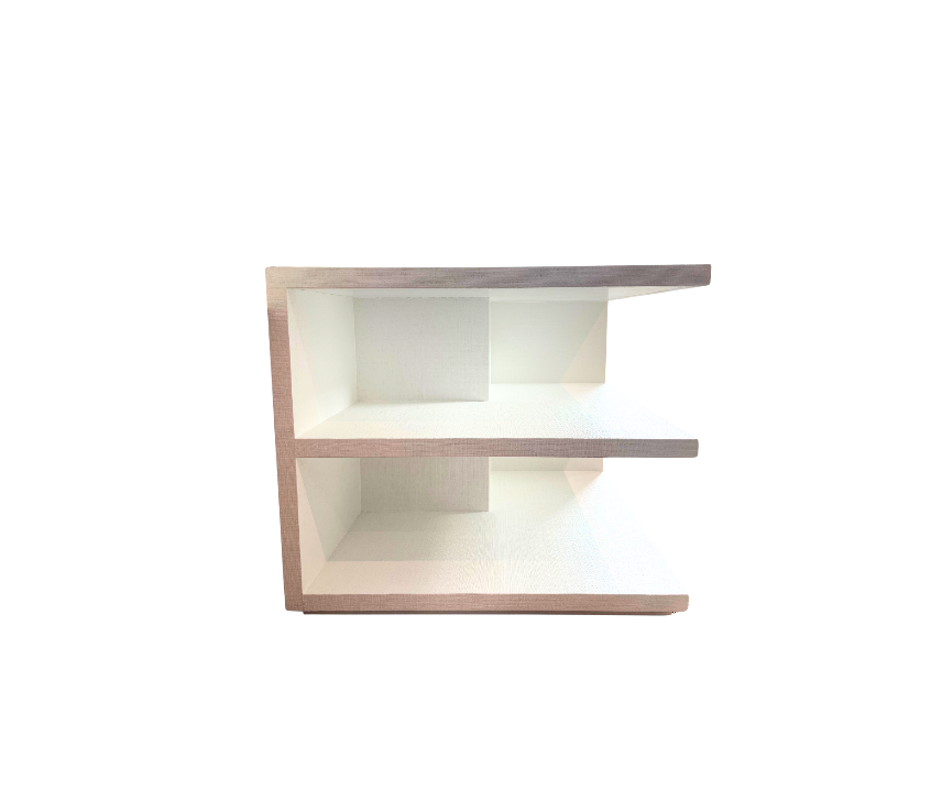 Large White Raffia Wrapped Open Side End Table