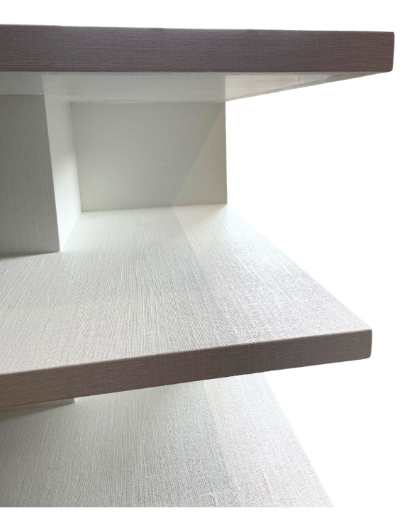 Large White Raffia Wrapped Open Side End Table