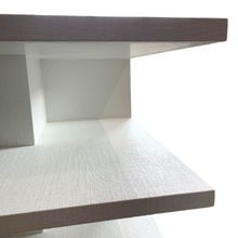 Large White Grasscloth Open Side End Tables
