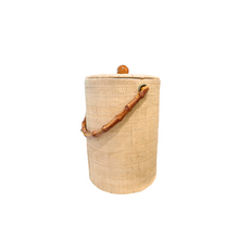 Vintage Raffia Bamboo Handle Ice Bucket