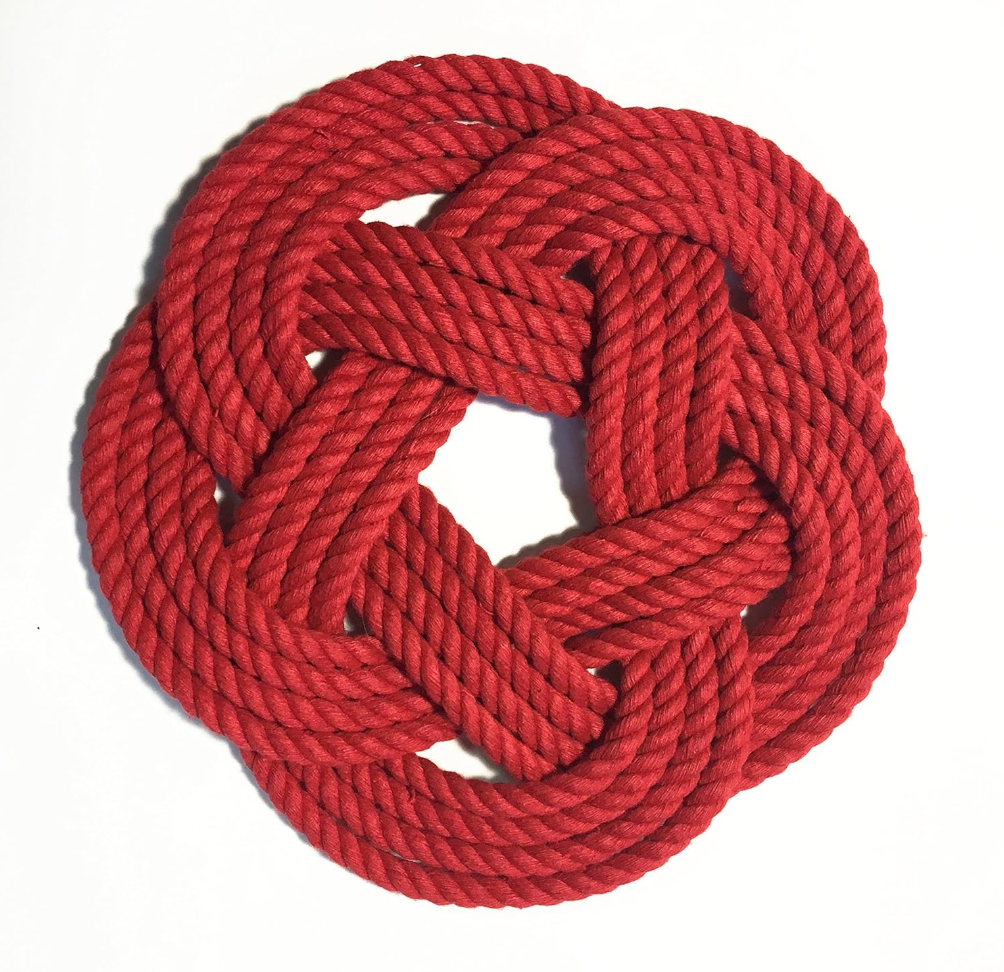 Small Cotton Red Rope Trivet, Set of 2