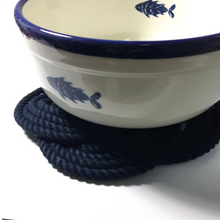 Small Cotton Navy Rope Trivet, Set of 2