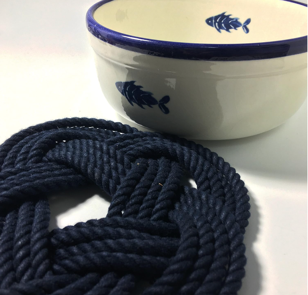 Small Cotton Navy Rope Trivet, Set of 2