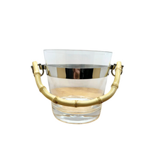 Vintage Glass Ice Bucket with Bamboo Handle