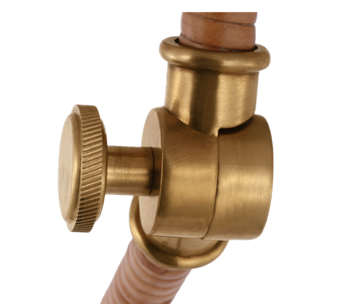 Rattan and Brass Floor Lamp