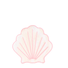 White Shell Linen Cocktail Napkin with Pink Detail, Set of 4
