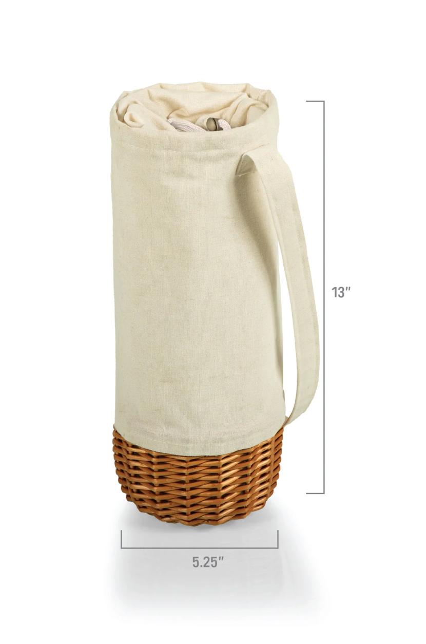 Wicker and Canvas Wine Carrier