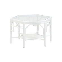 White Rattan and Cane Cocktail Table