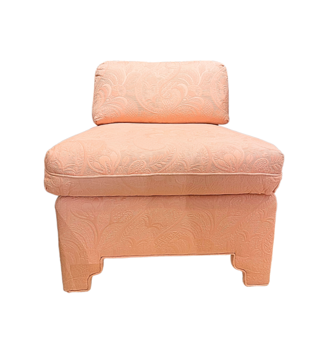 NEW Danielle Rollins Custom Coral Embroidered Slipper Chair