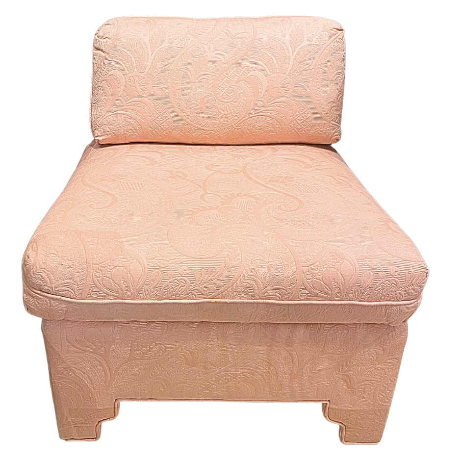 NEW Danielle Rollins Custom Coral Embroidered Slipper Chair
