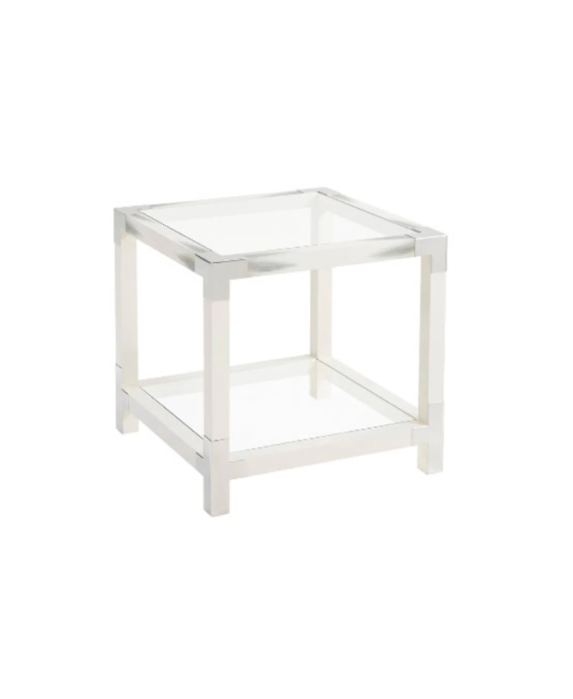 Longhorn White Faux Horn Accent Table