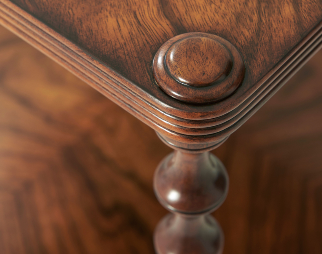 Walnut Bobbin British Colonial Side Table