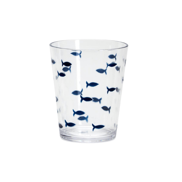Blue Fish Acrylic Tumbler Drinking Glass, Set of 2