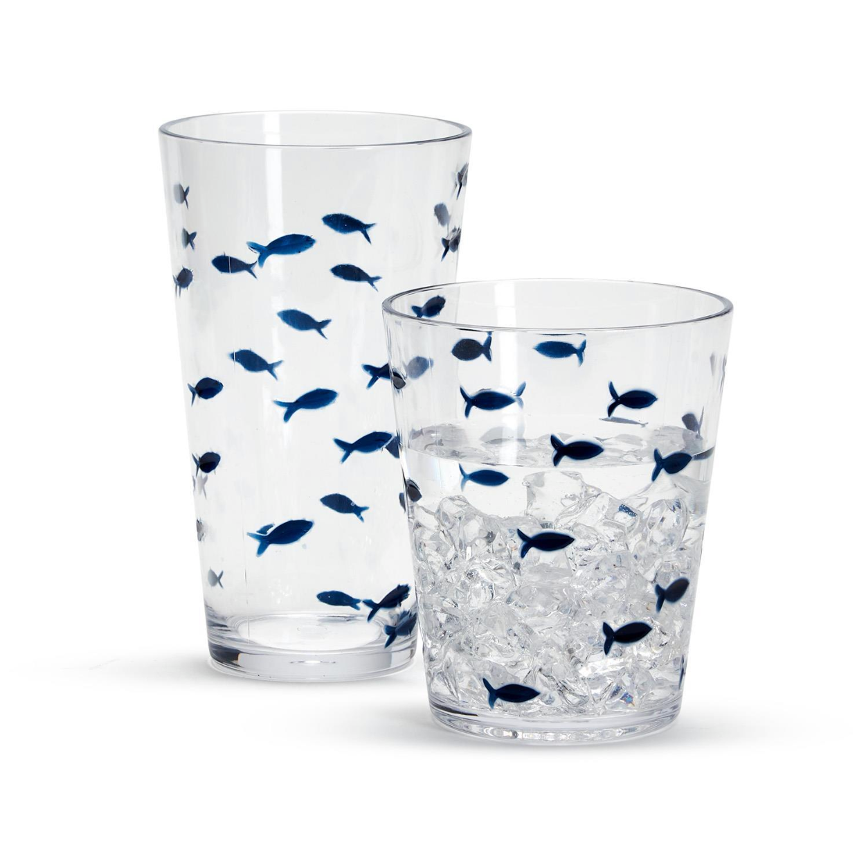 Blue Fish Acrylic Drinking Glass, Set of 2