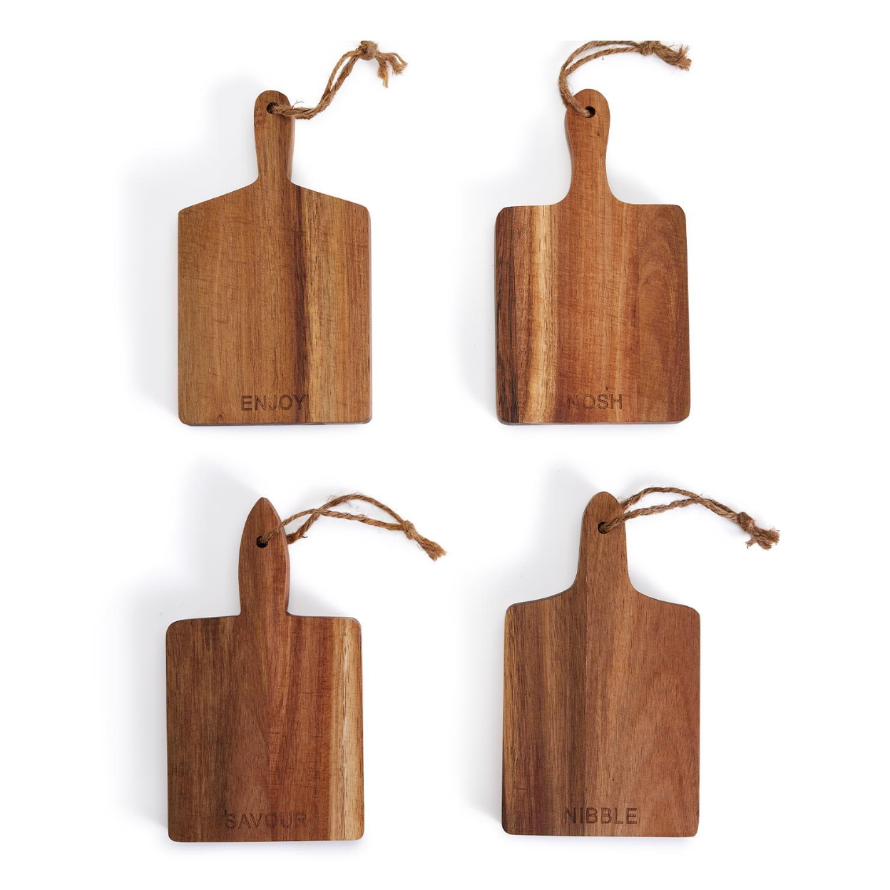 Acacia Wood Individual Charcuterie Boards, Set of 4